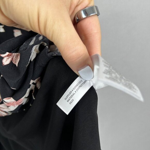 Lauren Ralph Lauren Womens Dress 8 Black Floral Midi Jersey Knot Mock Wrap Work - Picture 12 of 15